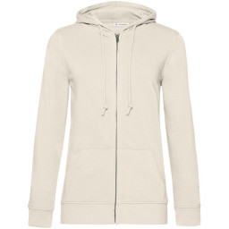 Толстовка на молнии с капюшоном женская BNC Inspire (Organic), молочно-белая