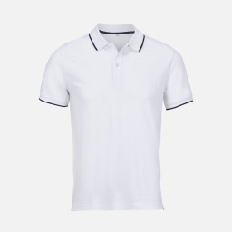 Рубашка поло унисекс Palermo, белая с темно-синим