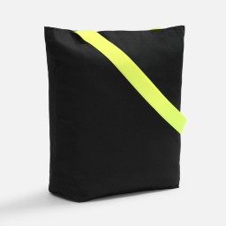 Шопер B5, черный с широкими желтыми ручками