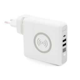 Внешний аккумулятор Gemini с беспроводной зарядкой и сетевым адаптером, Белый