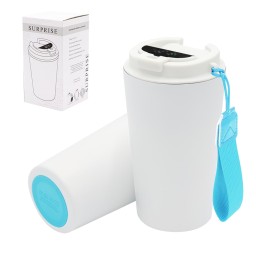 Термокружка Surprise To Go с индикатором, белая/бирюзовая