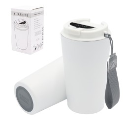 Термокружка Surprise To Go с индикатором, белая/серая