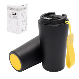 Термокружка Surprise To Go с индикатором, Черный/жёлтый