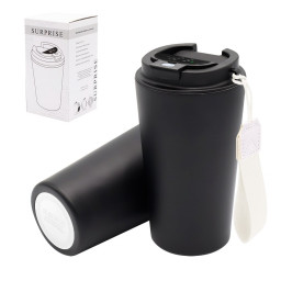 Термокружка Surprise To Go с индикатором, Чёрный/белый