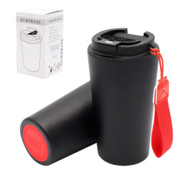 Термокружка Surprise To Go с индикатором, Чёрный/красный