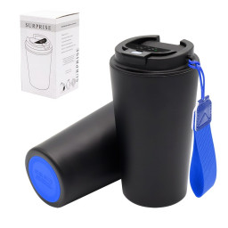 Термокружка Surprise To Go с индикатором, Чёрный/синий