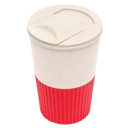 Термостакан пластиковый Wavy с манжетой, Красный