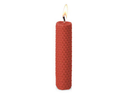 Свеча из вощины 3 х 12,5 см с деревянным ярлыком, красный