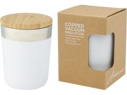 Lagan Кружка с медной вакуумной изоляцией объемом 300 мл и бамбуковой крышкой, белый