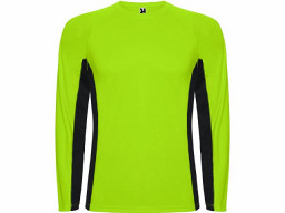 Футболка "Shanghai " мужская с длинным рукавом, неоновый зеленый/черный