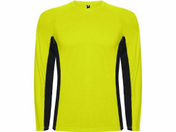Футболка "Shanghai " мужская с длинным рукавом, неоновый желтый/черный