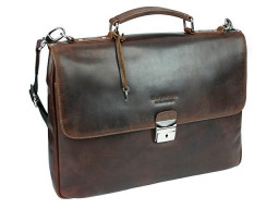 Портфель BUGATTI РОМАНО | ROMANO 15'', коричневый, натуральная воловья кожа, 39х8х30 см