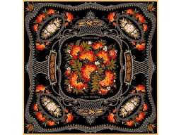 Платок «Тагильский поднос», черный