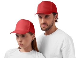 Бейсболка "Poly" 5-ти панельная 120 гр, красный