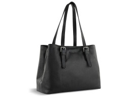 Сумка женская BUGATTI БЕЛЛА | BELLA, чёрная, воловья кожа/полиэстер, 33х14х25 см