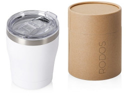 Вакуумная термокружка c керамическим покрытием "Rodos", непротекаемая крышка, 350 мл, белый