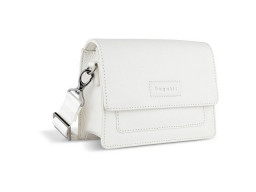 Сумка через плечо женская BUGATTI ЭЛЬЗА | ELSA, белая, воловья кожа/полиэстер, 18,5х8,5х14,5 см