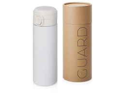 Вакуумная термокружка Waterline c кнопкой «Guard», 400 мл, тубус, белый