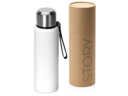 Вакуумный термос "Story" c покрытием powder, тубус, белый
