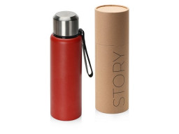 Вакуумный термос "Story" c покрытием powder, тубус, красный