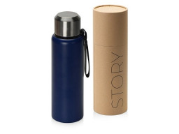 Вакуумный термос "Story" c покрытием powder, тубус, темно-синий