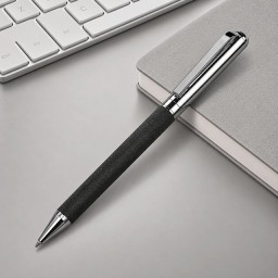 Шариковая ручка из переработанной стали и переработанной кожи "Venera", серая