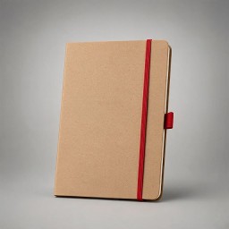 Блокнот "Sevilia Hard", твердая обложка из крафта A5, 80 листов, крафтовый/красный