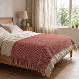 Акриловый плед Harp 130x180 см, белый/бордо