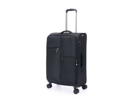 Чемодан TORBER СЕЙД, чёрный, нейлон 600D, 43,5 х 25 х 68 см, 56 л