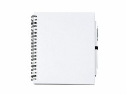 Блокнот LEYNAX с ручкой из переработанного картона, белый