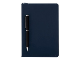 Бизнес-блокнот "С3" софт-тач с магнитом, твердая обложка, 128 листов, темно-синий