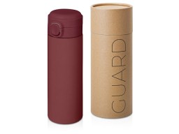 Вакуумная термокружка Waterline c кнопкой «Guard», 400 мл, тубус, бургунди