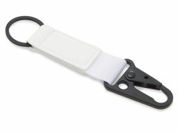 Брелок-ремувка "Carabinier" из ткани с вставкой из экокожи и карабином, белый