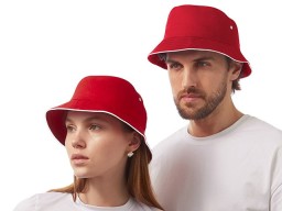 Панама с контрастной окантовкой , красный/белый