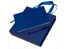 Набор блокнот в гибкой обложке А5 и металлическая шариковая ручка "Nabokov", синий