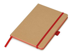 Блокнот A5 "Sevilia Color", твердая обложка из крафта, 80 листов, цветной срез и форзац, натуральный/красный