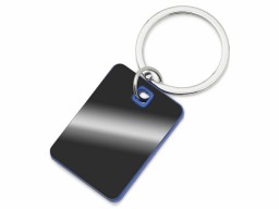 Металлический брелок с пластиковой цветной вставкой "SteelPop Rct", серебристый с синим