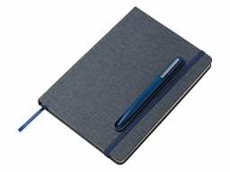 Набор блокнот А5 с магнитным держателем для ручки и подставкой для телефона и металлической шариковой ручкой "NotaBene", темно-синий