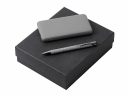 Подарочный набор c ручкой и повербанком 10000 mAh, серый