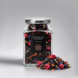 Чай черный, серия "Bouquet" рксский чай с ягодами, стеклянная банка