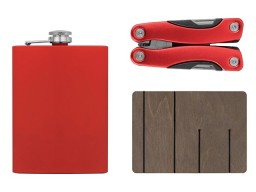 Набор с мультитулом и фляжкой "Путешественник 2.0.", красный