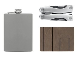 Набор с мультитулом и фляжкой "Путешественник 2.0.", серый