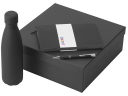 Подарочный набор с блокнотом С1, металлической ручкой и термобутылкой, черный