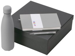 Подарочный набор с блокнотом С2, металлической ручкой и термобутылкой, серый