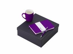 Подарочный набор с блокнотом С2, металлической ручкой и кружкой, фиолетовый