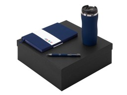 Подарочный набор с блокнотом С1, металлической ручкой и термокружкой, темно-синий