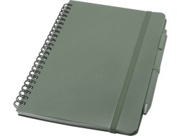 Блокнот Thalaasa формата А5 в твердой обложке из океанического пластика с шариковой ручкой - Зеленый яркий