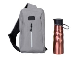 Подарочный набор с бутылкой для воды в сумке - слинге "
Athletic nomad", красный