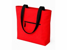 Сумка на молнии Zipper  Neo из хлопка 280 г c карманом на молнии спереди, красный