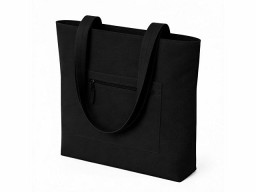 Сумка на молнии Zipper  Neo из хлопка 280 г c карманом на молнии спереди, черный